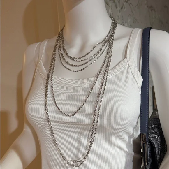 Elegant Silver Layered Necklace - Picture 2 of 5